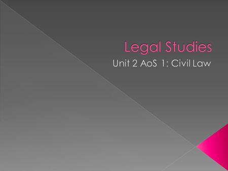 Legal Studies Unit 2 AoS 1: Civil Law.
