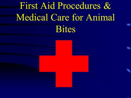 First Aid Procedures & Medical Care for Animal Bites.