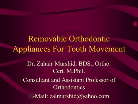 Removable Orthodontic Appliances For Tooth Movement
