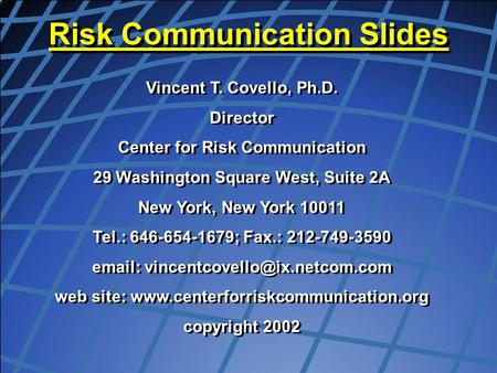 Risk Communication Slides