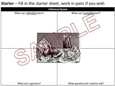 Starter – Fill in the starter sheet, work in pairs if you wish.