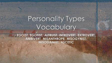 Personality Types Vocabulary