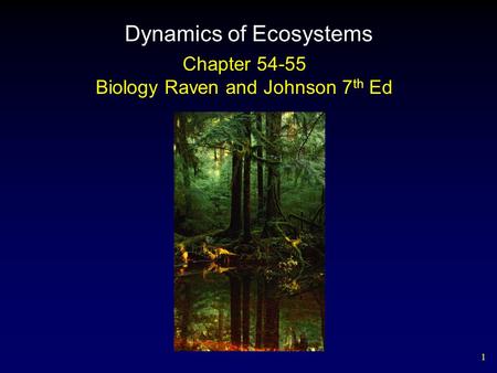 1 Dynamics of Ecosystems Chapter 54-55 Biology Raven and Johnson 7 th Ed.