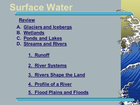 Surface Water Review Glaciers and Icebergs Wetlands Ponds and Lakes