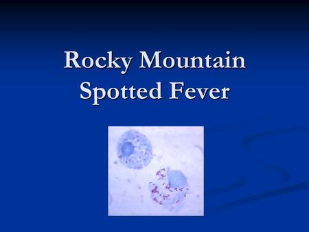 Rocky Mountain Spotted Fever. Rocky Mountain Spotted Fever: First recognized in 1896 in the Snake River Valley of Idaho and was originally called black.