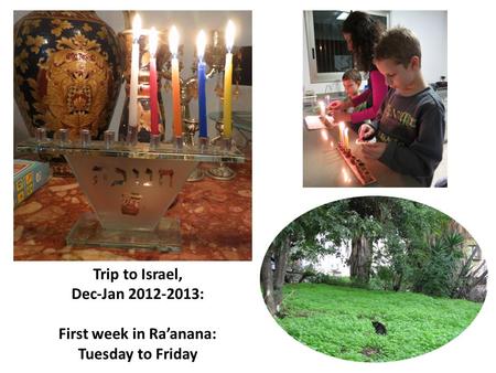 Trip to Israel, Dec-Jan 2012-2013: First week in Ra’anana: Tuesday to Friday.