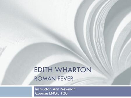 Edith Wharton Roman fever