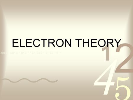 ELECTRON THEORY. We will start our discussion of electron theory with a few definitions. is anything that has mass and takes up space. Matter- The basic.