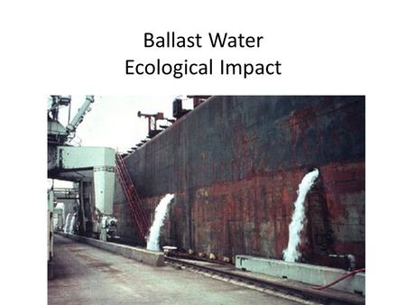Ballast Water Ecological Impact. Ballast Water Video Watch the video on ballast water in order to explain: 1.What is ballast water? 2.Why do ships use.