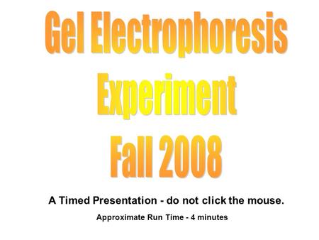 A Timed Presentation - do not click the mouse. Approximate Run Time - 4 minutes.