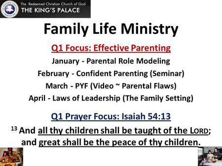 Family Life Ministry Q1 Focus: Effective Parenting