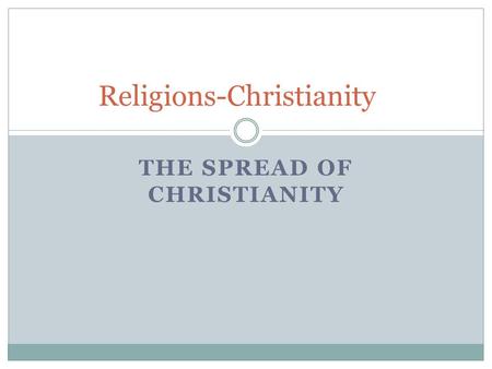 THE SPREAD OF CHRISTIANITY Religions-Christianity.