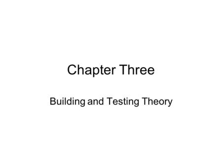 Chapter Three Building and Testing Theory. Building Theory Human Nature –Determinism: assumes that human behavior is governed by forces beyond individual.
