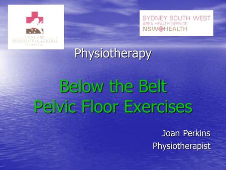 Physiotherapy Below the Belt Pelvic Floor Exercises Joan Perkins Physiotherapist.