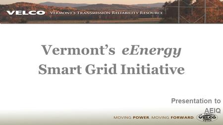 Vermont’s eEnergy Smart Grid Initiative Presentation to AEIQ.