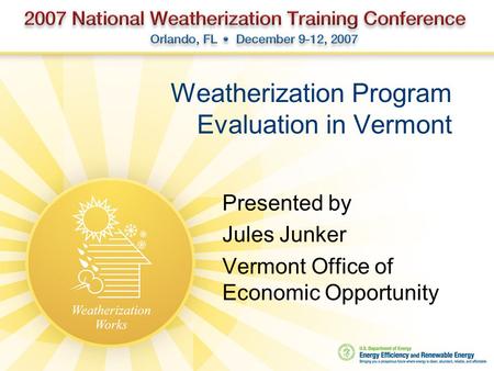 Weatherization Program Evaluation in Vermont