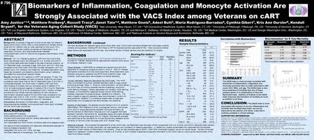 Biomarkers of Inflammation, Coagulation and Monocyte Activation Are Strongly Associated with the VACS Index among Veterans on cART Amy Justice* 1,2, Matthew.