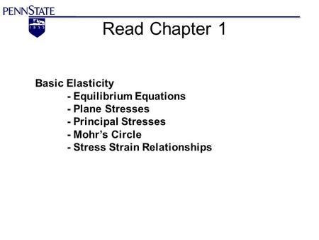 Read Chapter 1 Basic Elasticity - Equilibrium Equations