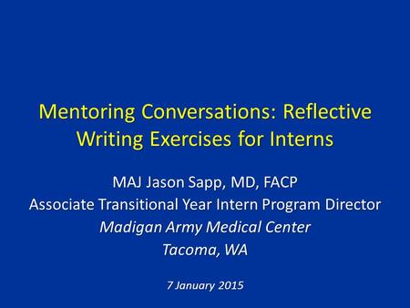 Mentoring Conversations: Reflective Writing Exercises for Interns