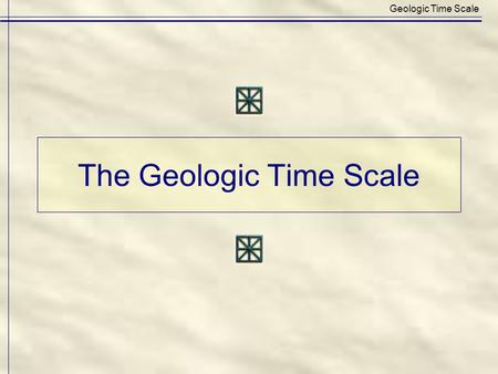 The Geologic Time Scale Geologic Time Scale. Geologic Time Scale: Subdivisions of Earth's history by pure Time and by Rocks deposited during an interval.