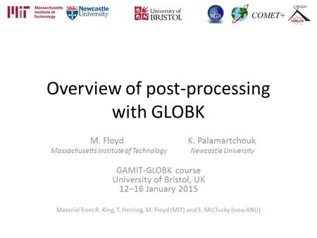 Overview of post-processing with GLOBK