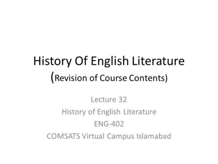 history of english literature presentation
