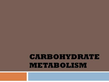 CARBOHYDRATE METABOLISM. METABOLISM? WHY?  A 59-year-old man with a history of diabetes and alcohol abuse is brought to the emergency room in a semiconscious.