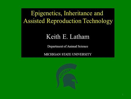 Epigenetics, Inheritance and Assisted Reproduction Technology Keith E. Latham Department of Animal Science MICHIGAN STATE UNIVERSITY 1.