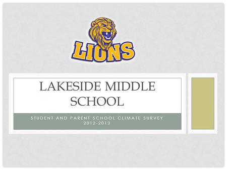 STUDENT AND PARENT SCHOOL CLIMATE SURVEY 2012-2013 LAKESIDE MIDDLE SCHOOL.