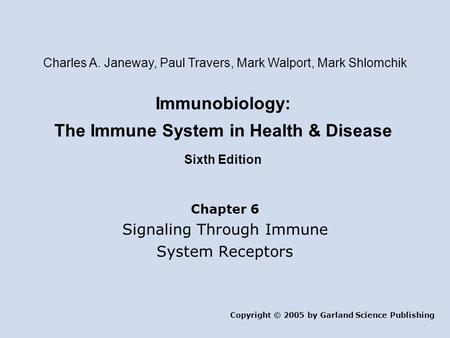 Immunobiology: The Immune System in Health & Disease Sixth Edition Chapter 6 Signaling Through Immune System Receptors Copyright © 2005 by Garland Science.