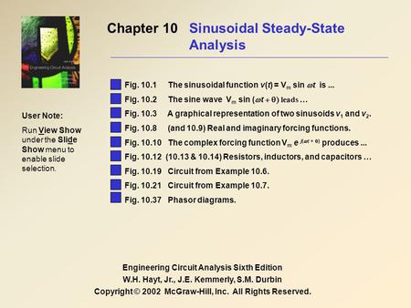 Chapter 10 Sinusoidal Steady-State Analysis Engineering Circuit Analysis Sixth Edition W.H. Hayt, Jr., J.E. Kemmerly, S.M. Durbin Copyright © 2002 McGraw-Hill,