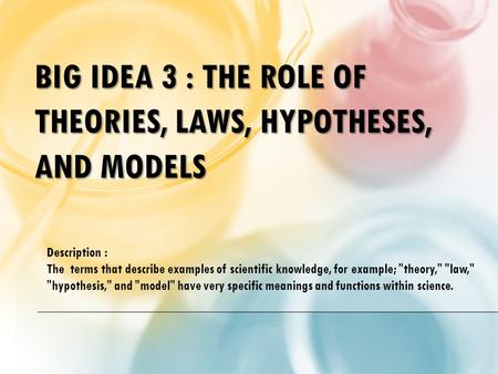 Big Idea 3 : The Role of Theories, Laws, Hypotheses, and Models