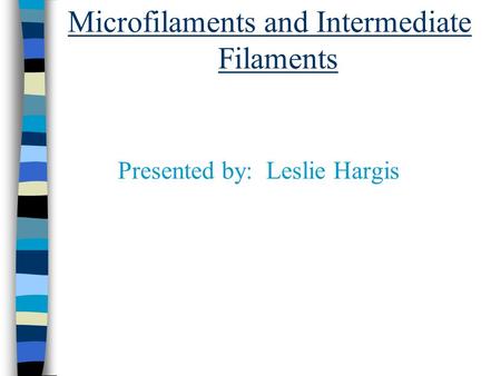Microfilaments and Intermediate Filaments Presented by: Leslie Hargis.