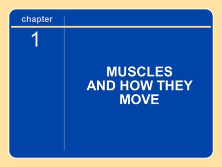 Chapter 1 MUSCLES AND HOW THEY MOVE.
