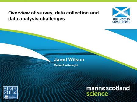 Overview of survey, data collection and data analysis challenges Jared Wilson Marine Ornithologist.