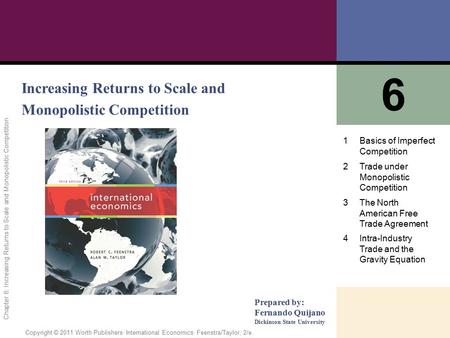 6 Increasing Returns to Scale and Monopolistic Competition 1