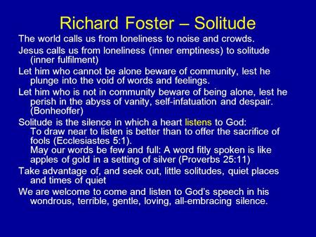 Richard Foster – Solitude