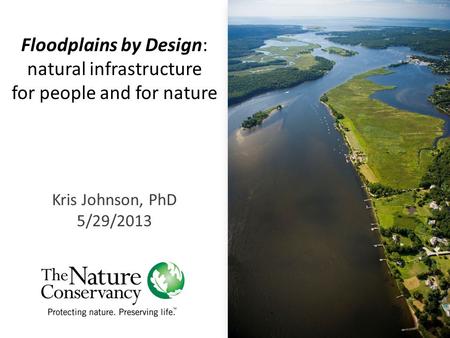 Floodplains by Design: natural infrastructure for people and for nature Kris Johnson, PhD 5/29/2013.