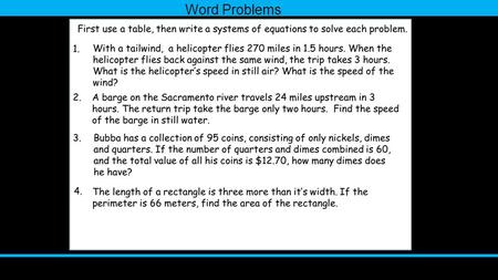 Word Problems.
