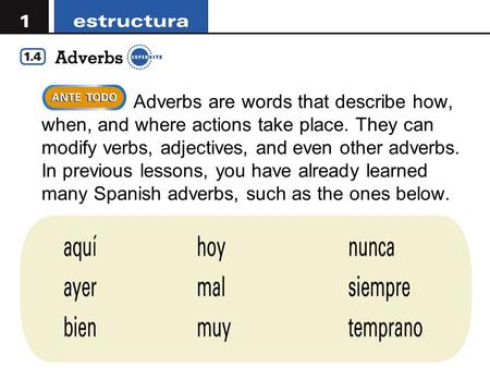 Adverbs are words that describe how, when, and where actions take place. They can modify verbs, adjectives, and even other adverbs. In previous lessons,