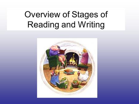 Overview of Stages of Reading and Writing. Emergent Stage of Reading and Writing—PK and K Grades Children use environmental print to help identify words.