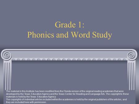 Grade 1: Phonics and Word Study