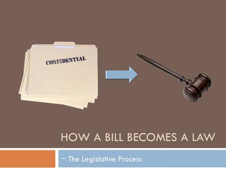 HOW A BILL BECOMES A LAW ~ The Legislative Process.