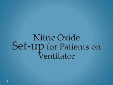 Nitric Oxide Set-up for Patients on Ventilator