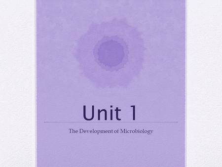 Unit 1 The Development of Microbiology. Do Now What was the last illness you had? How sick did you feel? Do you know if it was caused by a microorganism?