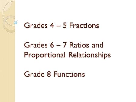 Progressions for the Common Core State Standards in Mathematics (draft)