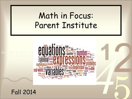 Math in Focus: Parent Institute
