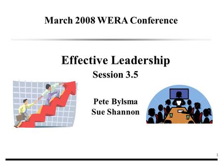 1 Effective Leadership Session 3.5 Pete Bylsma Sue Shannon March 2008 WERA Conference.