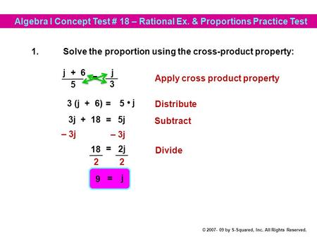 Algebra I Concept Test # 18 – Rational Ex. & Proportions Practice Test