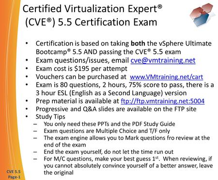 Certified Virtualization Expert® (CVE®) 5.5 Certification Exam